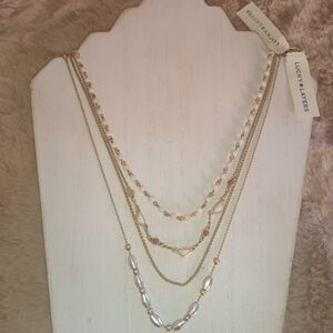 Lucky Brand Gold and Pearl Multi-Layer Necklace 4 Layers N0219